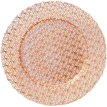 Bon Chef Gem Design, Decorative Glass Charger, Rose Gold, Handwash Only, (8Pcs / Case) 200009RG